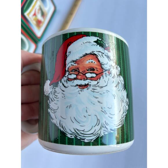 Vintage 1990 Set of 2 Christmas Santa Claus Mugs Creative Concepts Green Red - Picture 6 of 7